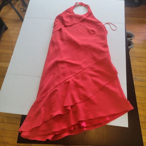 Carmen Marc Calvo Coral Halter Dress Size 18 - Picture 3 of 11